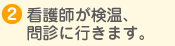 看護師が検温、問診に行きます。